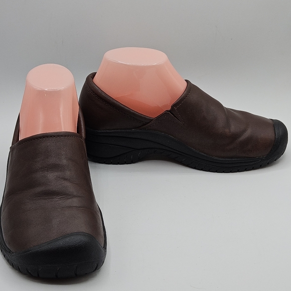 Keen oil & slip resistant non-marking brown leather clog size 7.5 - Picture 2 of 16